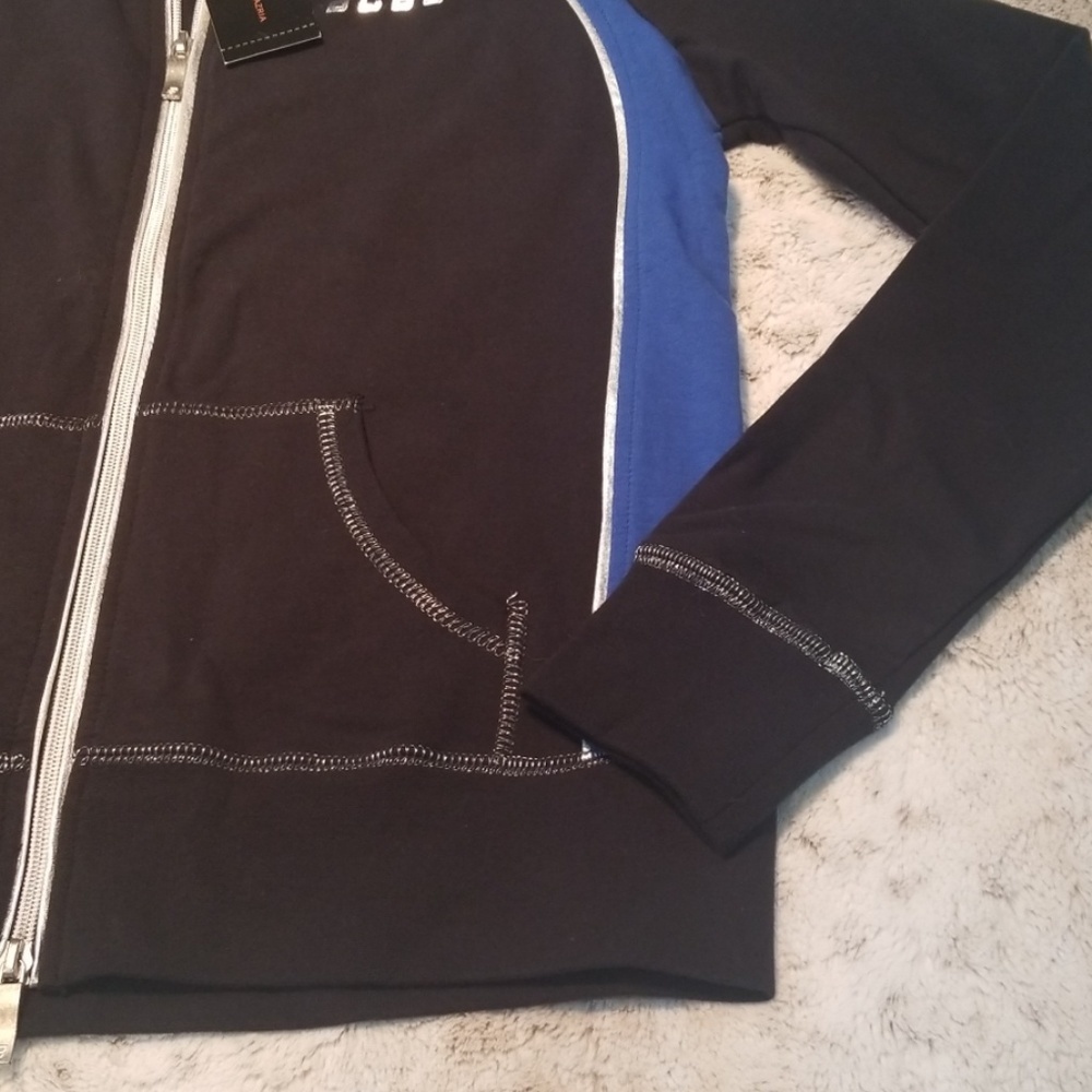 BCBGMaxAzria Black Blue Performance Full Zipup Athletic Long Sleeve Size M NWT - Picture 4 of 7